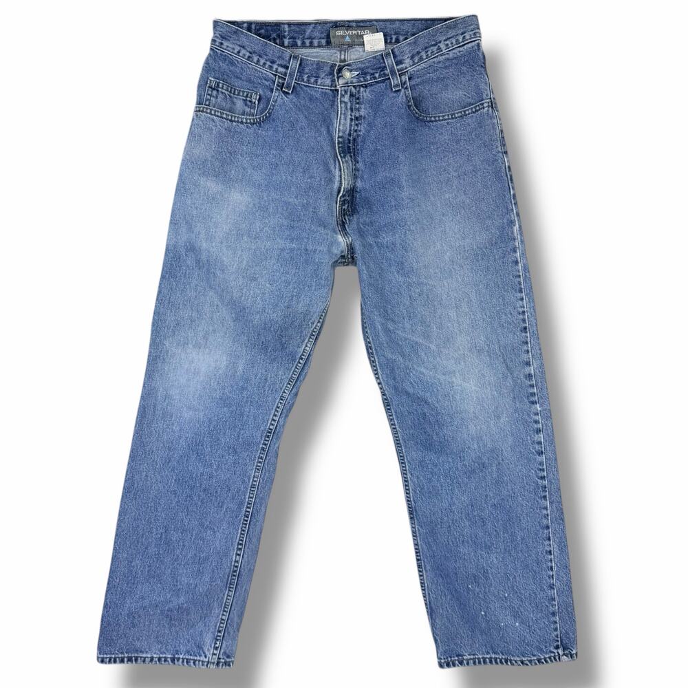 Vintage Y2K Mens Levis Silvertab Jeans Loose Fit Straight Leg Medium Wash 34x30